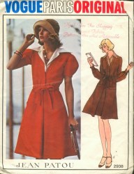 2938 JEAN PATOU 70S SS-LS ZIP TIED V-DRESS, DICKEY PATTERN 10